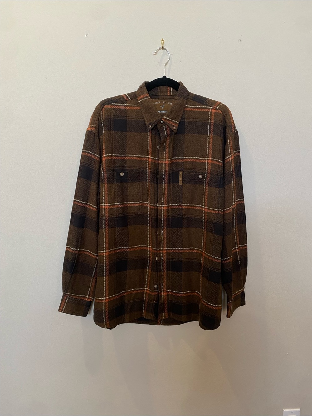 Vintage Men's North River Outfitters Brown Plaid Button-Down Shirt